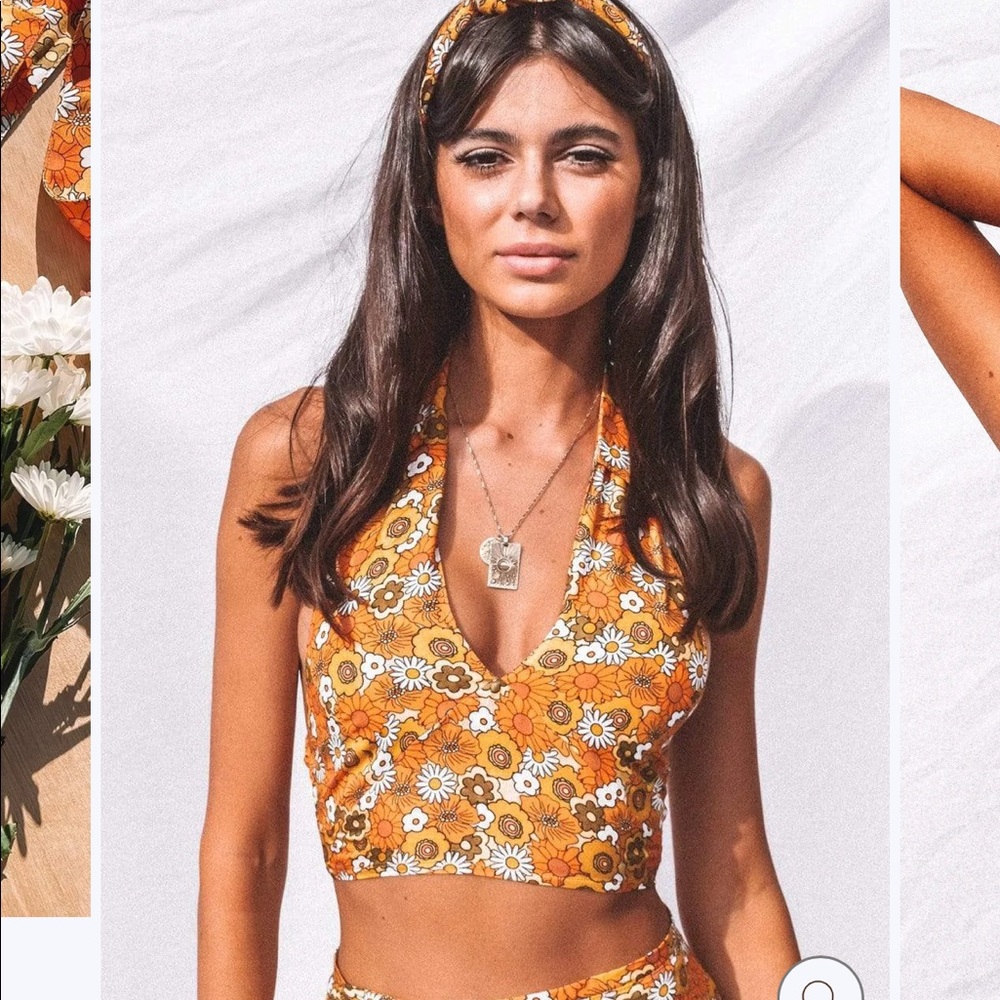 70's inspired backless halter top in size 10 (C-D cup)